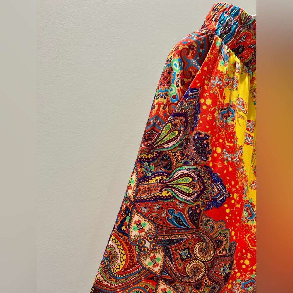 L'AGENCE-  Lillian-Multicolor Paisley Scarf Wide-Leg Pants - Picture 11 of 14